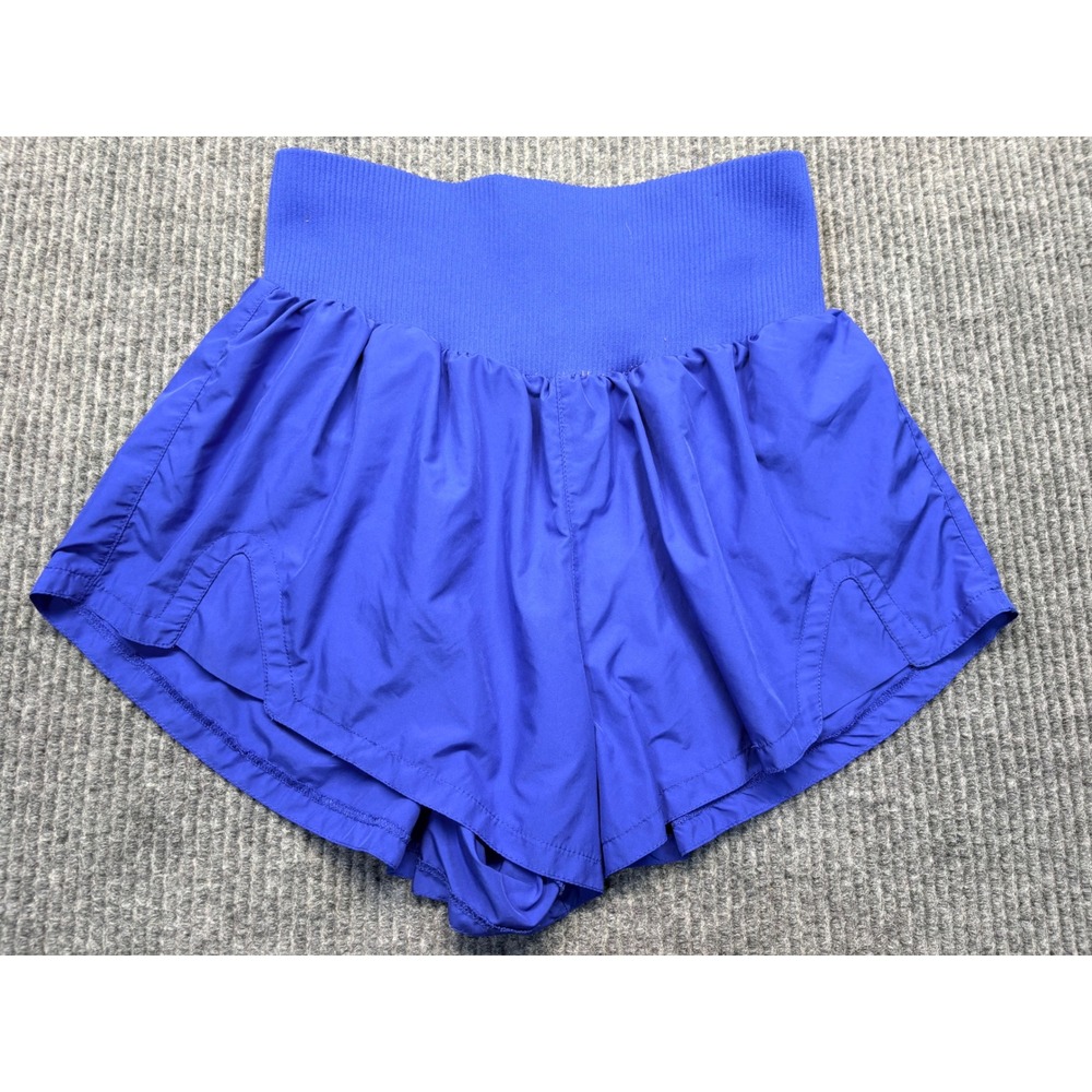FP Movement The Way Home Shorts Royal Blue High Rise Smocked Waist Small
